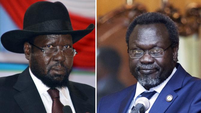 South Sudan&#39;s civil war began in December 2013 when President Salva Kiir (L) accused his former deputy Riek Machar (R) of planning a coup