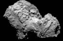 FILE - In this Aug. 3, 2014 file photo taken by Rosetta's OSIRIS narrow-angle camera Comet 67P/Churyumov-Gerasimenko is pictured from a distance of 285 kms. Scientists at the European Space Agency on Monday, Sept. 15, 2014, announced the spot where they will attempt the first landing on a comet hurtling through space at 55,000 kph (34,000 mph). The maneuver is one of the key moments in the decade-long mission to examine the comet and learn more about the origins and evolution of objects in the universe. (AP Photo/ESA/Rosetta/MPS for OSIRIS Team, File )