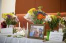A makeshift memorial for Deah Shaddy Barakat, his wife Yusor Mohammad and Yusor's sister Razan Mohammad Abu-Salha, who were killed by a gunman, is pictured inside of the University of North Carolina School of Dentistry, in Chapel Hill
