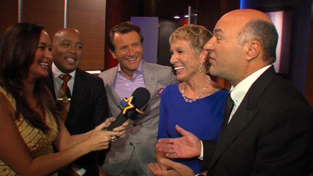 AccessHollywood.com's Laura Saltman seen with the cast of Shark Tank -- Access Hollywood