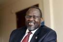 South Sudan's rebel leader Riek Machar attends an interview with Reuters in his office in Addis Ababa