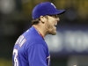 Texas Rangers' Joe Nathan reacts after the final out is made against the Oakland Athletics in the tenth inning of a baseball game Tuesday, May 14, 2013, in Oakland, Calif. (AP Photo/Ben Margot)
