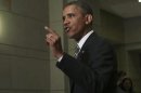 US President Barack Obama speaks to media after meeting with House Democrats in Washington