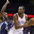Thunder forward Durant is guarded by Grizzlies' Pondexter in Game 5 of their NBA Western Conference semi-final playoffs in Oklahoma City
