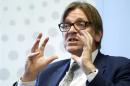 Guy Verhofstadt takes part in a debate on the future of Europe and the European Union at Thomson Reuters office in Brussels