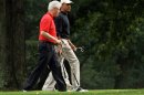 Obama And Bill Clinton Golf Together At Andrews Air Force Base