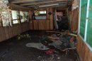 A damaged house is seen after a tsunami hit the Venga village in Solomon Islands