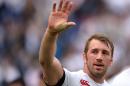 England's Chris Robshaw waves at the end of the Six Nations International rugby union match against Italy in Rome, on March 15, 2014