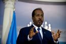 Somali President Hassan Sheikh Mohamud speaks to the press in Washington, DC on September 20, 2013
