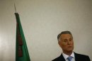 Portugal's President Cavaco Silva makes a statement to the media in Lisbon