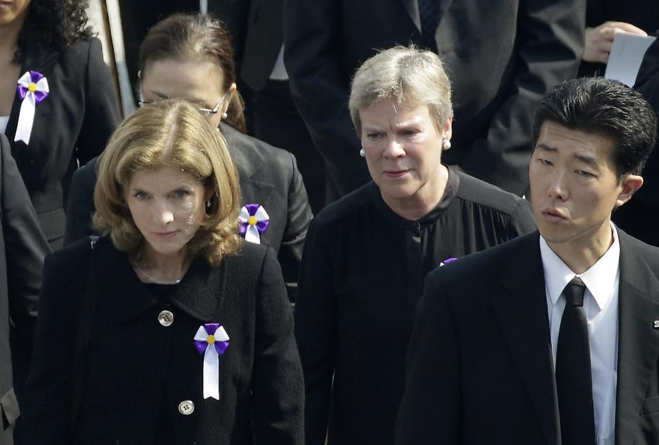 U.S. Under Secretary for Arms Control and International Security Rose Gottemoeller, center, and U.S. Ambassador to Japan Caroline Kennedy, left, are...