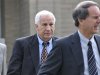 Former Penn State assistant football coach Sandusky and his lawyer depart after jury selection in his child sex abuse trial in Bellefonte
