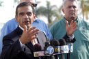 Los Angeles Mayor Antonio Villaraigosa talks during a news conference on the port strike negotiations at the Port of Los Angeles on Tuesday, Dec. 4, 2012. Villaraigosa says both sides in a strike at the twin ports of Los Angeles and Long Beach have agreed to federal mediation. The union representing clerical workers says the strike now in its eighth day will continue in the meantime. (AP Photo/Nick Ut)