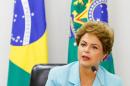A picture released by the Brazilian Presidency's press office showing President Dilma Rousseff during a meeting with representatives of Trade Unions at the Planalto Palace in Brasilia, on April 30, 2015
