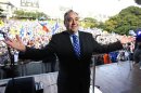 Scotland's First Minister and leader of the Scottish National Party, Alex Salmond, poses for photographers after his speech at a pro-independence rally in Princes Street gardens in Edinburgh, Scotland