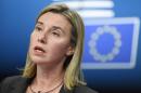 EU foreign policy chief Federica Mogherini gives a press conference in Brussels on January 19, 2015