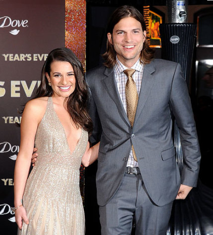 Ashton Kutcher Flirts With Lea Michele on First Red Carpet Post-Split