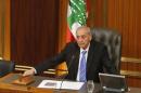Lebanese parliament speaker Berri strikes gavel at end of parliamentary session in parliament in Beirut