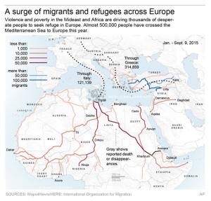 Map shows paths of peoples seeking asylum and other&nbsp;&hellip;