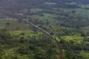 A train is seen from a helicopter in the southern Congolese province of Katanga