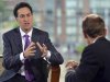 The leader of Britain's opposition Labour Party, Ed Miliband, speaks on the BBC's Andrew Marr Show during the Labour Party annual conference in Manchester
