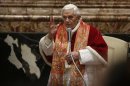 Pope Benedict XVI delivers his blessing during a ceremony on the occasion of the international congress "Ecclesia in America", at the St. Peter Basilica, Vatican, Sunday, Dec. 9 , 2012. (AP Photo/Alessandra Tarantino)