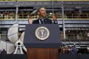 Obama visits a shipbuilding yard in Newport News, Virginia