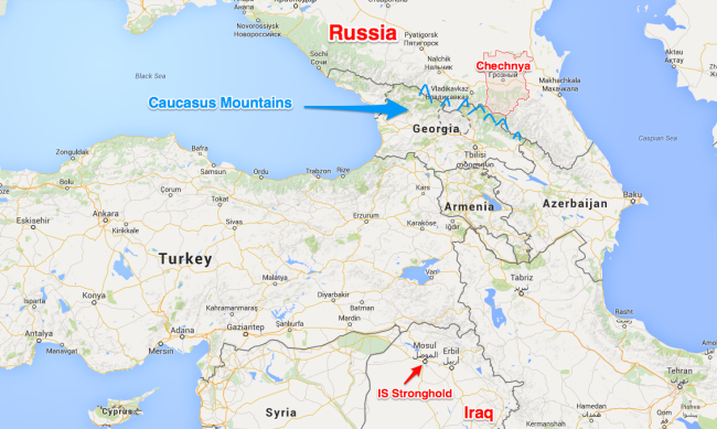 chechnya isis iraq georgia map syria caucasus mounatins