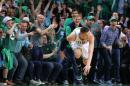The crowd reacts as Boston Celtics' Jonas Jerebko hits a three pointer against the Atlanta Hawks during the third period in Game 4 of a first-round NBA basketball playoff series in Boston on Sunday, April 24, 2016. Boston won, 104-95, in overtime. (Curtis Compton/Atlanta Journal-Constitution via AP) MANDATORY CREDIT