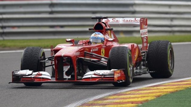 Fernando Alonso in action during FP1 at Spa (Reuters)