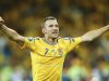 Ukraine's Shevchenko celebrates after winning their Group D Euro 2012 soccer match against Sweden at the Olympic stadium in Kiev
