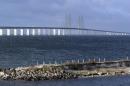 FILE - This Thursday Nov. 12, 2015 file photo shows the Oresund Bridge spanning the Oresund strait pictured from Lernacken, Sweden. On upcoming Monday Jan. 4, 2016, new travel restrictions are set to be imposed by Sweden to stem a record flow of migrants, transforming the Oresund bridge between Sweden and Denmark into a striking example of how national boundaries are re-emerging.(Erland Vinberg /TT via AP, File) SWEDEN OUT