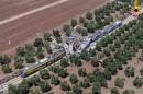 Two trains collided on a single-track stretch between Ruvo di Puglia and Corato, southern Italy, on July 12. (Italian Fire Brigade/EPA)