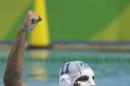 Italy's Matteo Aicardi reacts to his goal against France during a preliminary men's water polo match at the 2016 Summer Olympics in Rio de Janeiro, Brazil, Monday, Aug. 8, 2016. (AP Photo/Sergei Grits)