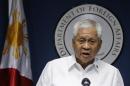 Philippine Foreign Secretary Del Rosario delivers a statement during a news conference in Manila