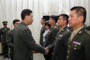 海軍陸戰隊指揮部指揮官夏復華中將卅一日主持「軍士官定期晉任授階典禮暨茶會」。（軍聞社記者呂世民攝）