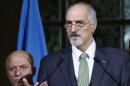 Syrian government's head of delegation al-Jaafari attends a news conference after a meeting on Syria at the UN in Geneva