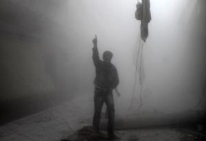 A Syrian man gestures amid dust following reported&nbsp;&hellip;