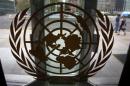 The United Nations logo is seen at the U.N. Headquarters in New York