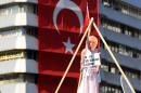 An effigy of US-based preacher Fethullah Gulen is strung up in Ankara's Kizilay Square during a protest against the failed military coup, on August 2, 2016
