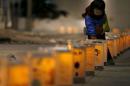 Lanterns from northern Japanese city Natori are illuminated during an event to pray for the reconstruction of areas devastated by the March 11, 2011 earthquake and tsunami, and mourn victims of the disaster at the Canadian embassy in Tokyo