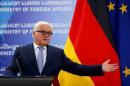 German Foreign Minister speaks during a news conference in Tbilisi