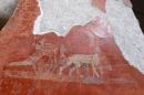 A detail of a graffiti inside the Fullonica di Stephan's, one of the six domus reopened to the public in the archeological venue of the ancient Roman town of Pompeii, near Naples, Italy, Thursday, Dec. 24, 2015. Pompeii, destroyed in 79 by a volcanic eruption, in the last years has been plagued by labor disputes locking out tourists and collapses of some stretches of ruins, with funding chronically short for maintenance. (AP Photo/Riccardo De Luca)