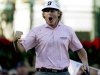 Brandt Snedeker reacts after sinking his putt on the 18th hole to win the Tour Championship golf tournament and the FedEx Cup, Sunday, Sept. 23, 2012, in Atlanta. (AP Photo/David Goldman)