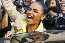 Brazilian presidential candidate for the Brazilian Socialist Party (PSB) Marina Silva smiles during a rally in Sao Paulo, Brazil on Octorber 4, 2014