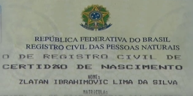 Zlatan Ibrahimovic's birth certificate (Globo.com)