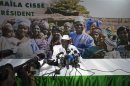 Presidential candidate Cisse speaks at a news conference in Bamako