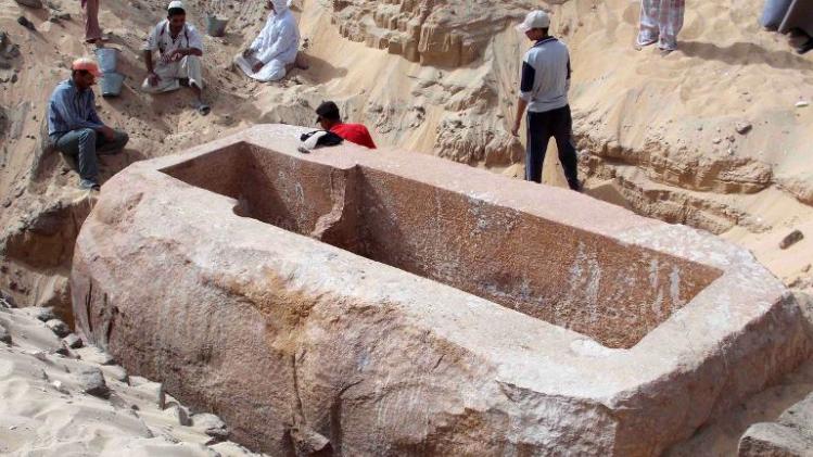 Picture released on January 6, 2014 shows the 60-ton quartzite sarcophagus chamber of King Sobekhotep I in south Abydos in Upper Egypt