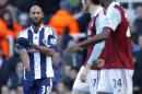 A file picture taken on December 28, 2013, shows West Bromwich Albion's French striker Nicolas Anelka making the allegedly anti-Semitic 'quenelle' salute