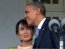 US President Barack Obama was welcomed by Aung San Suu Kyi at her home where she was locked up for years